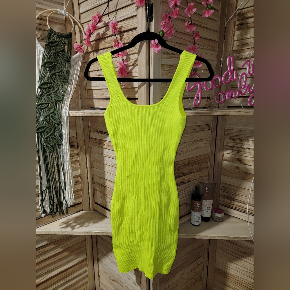 Rehab Neon Yellow/Lime Green Mini Dress | Size Small